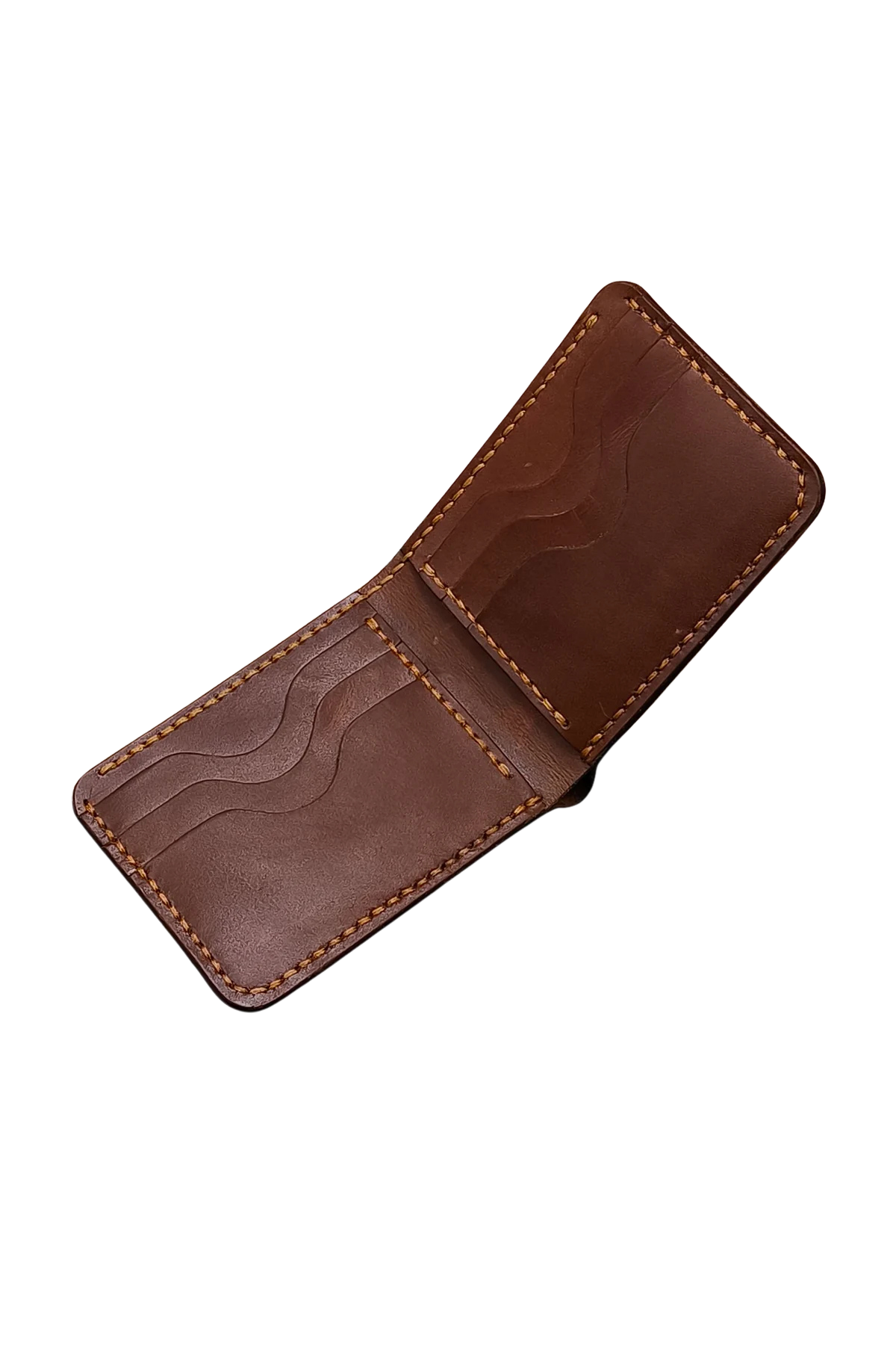 Hand-Stitched Leather Wallet – Dark Brown Bifold for Men