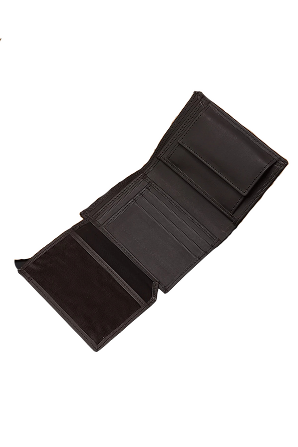 Men's Brown Leather Wallet - Bifold with Button Closure
