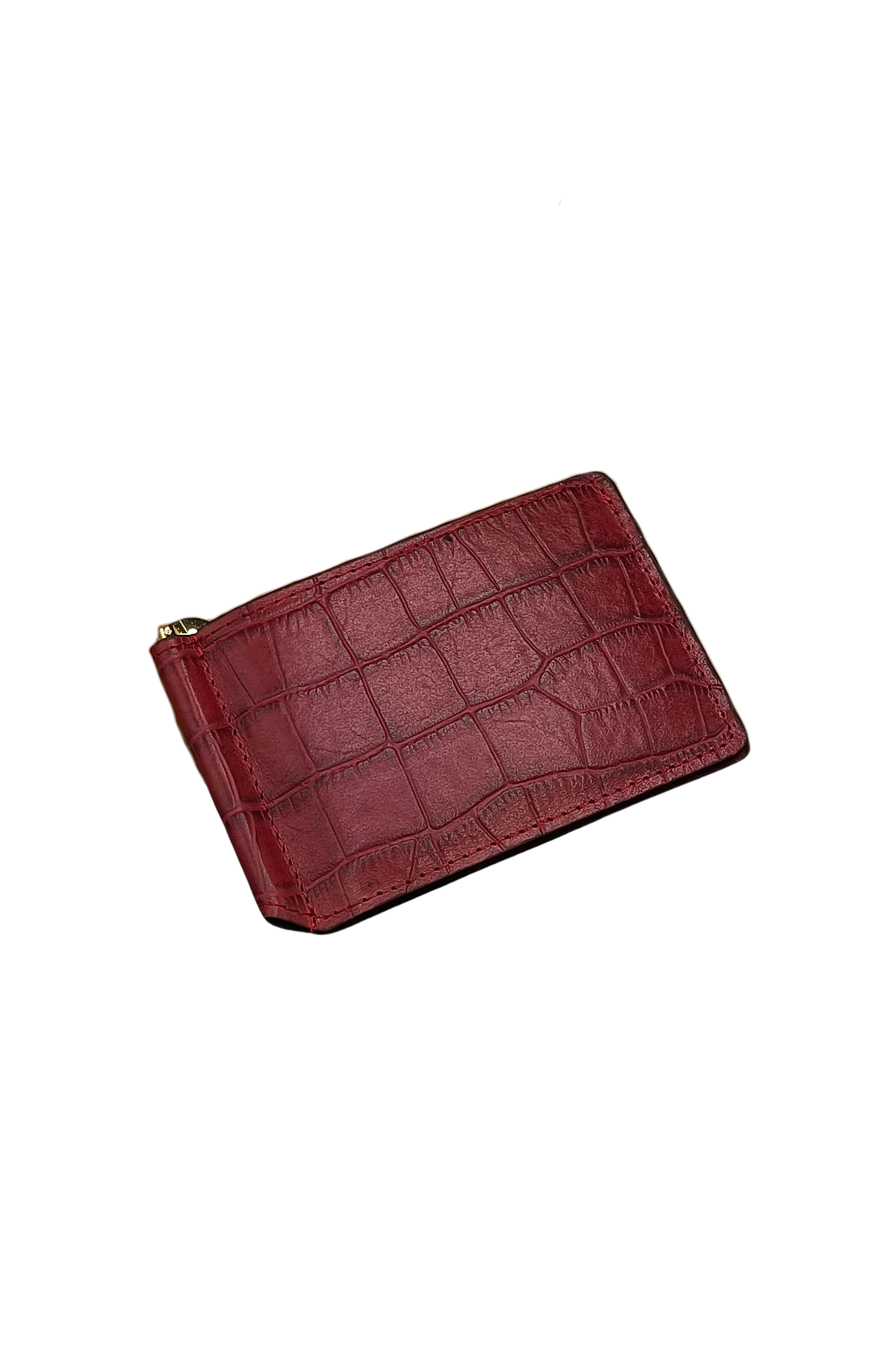 Red Croc-Embossed Leather Cardholder