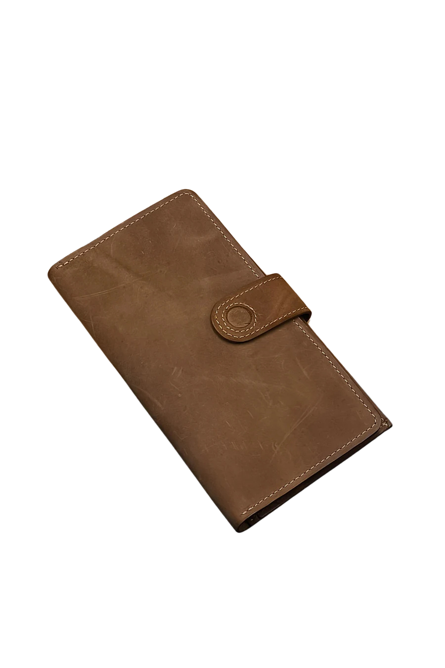 Men's Tan Leather Wallet - Button Closure