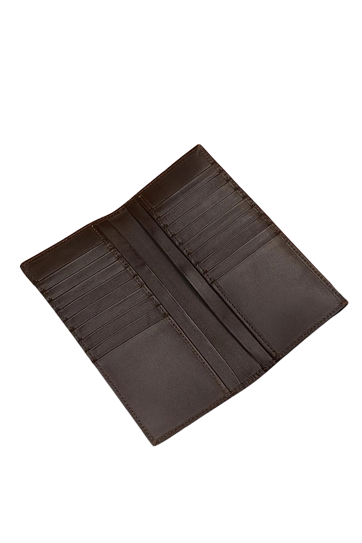 Men’s Dark Brown Leather Long Wallet - Slim Design