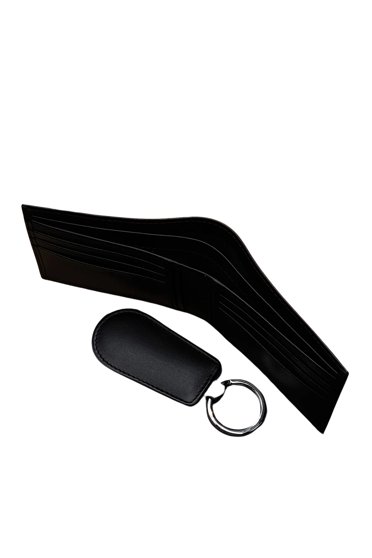 Men’s Black Leather Wallet with Keychain