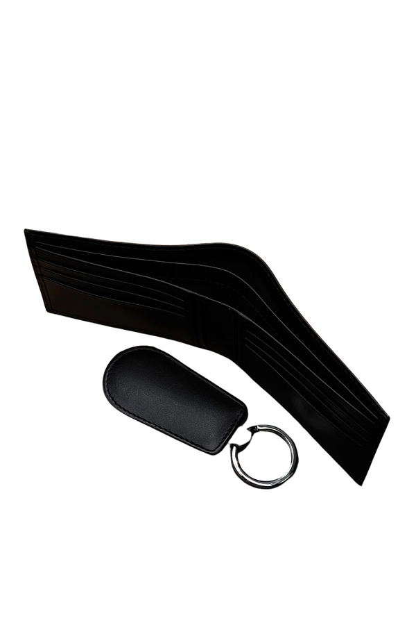 Men’s Black Leather Wallet with Keychain