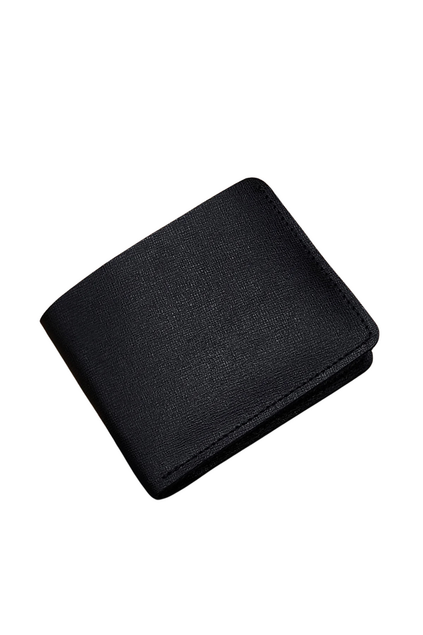 Black Leather Slim Bifold Wallet