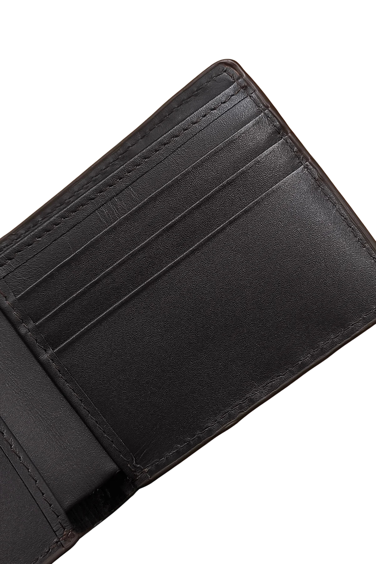 Dark Brown Croc-Embossed Leather Bifold Wallet
