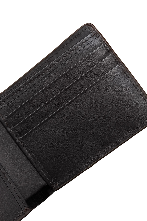 Dark Brown Croc-Embossed Leather Bifold Wallet