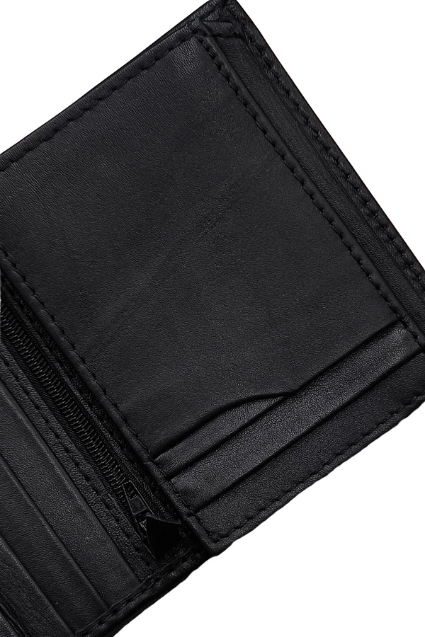 Black Leather Bifold Wallet - Timeless Slim Design