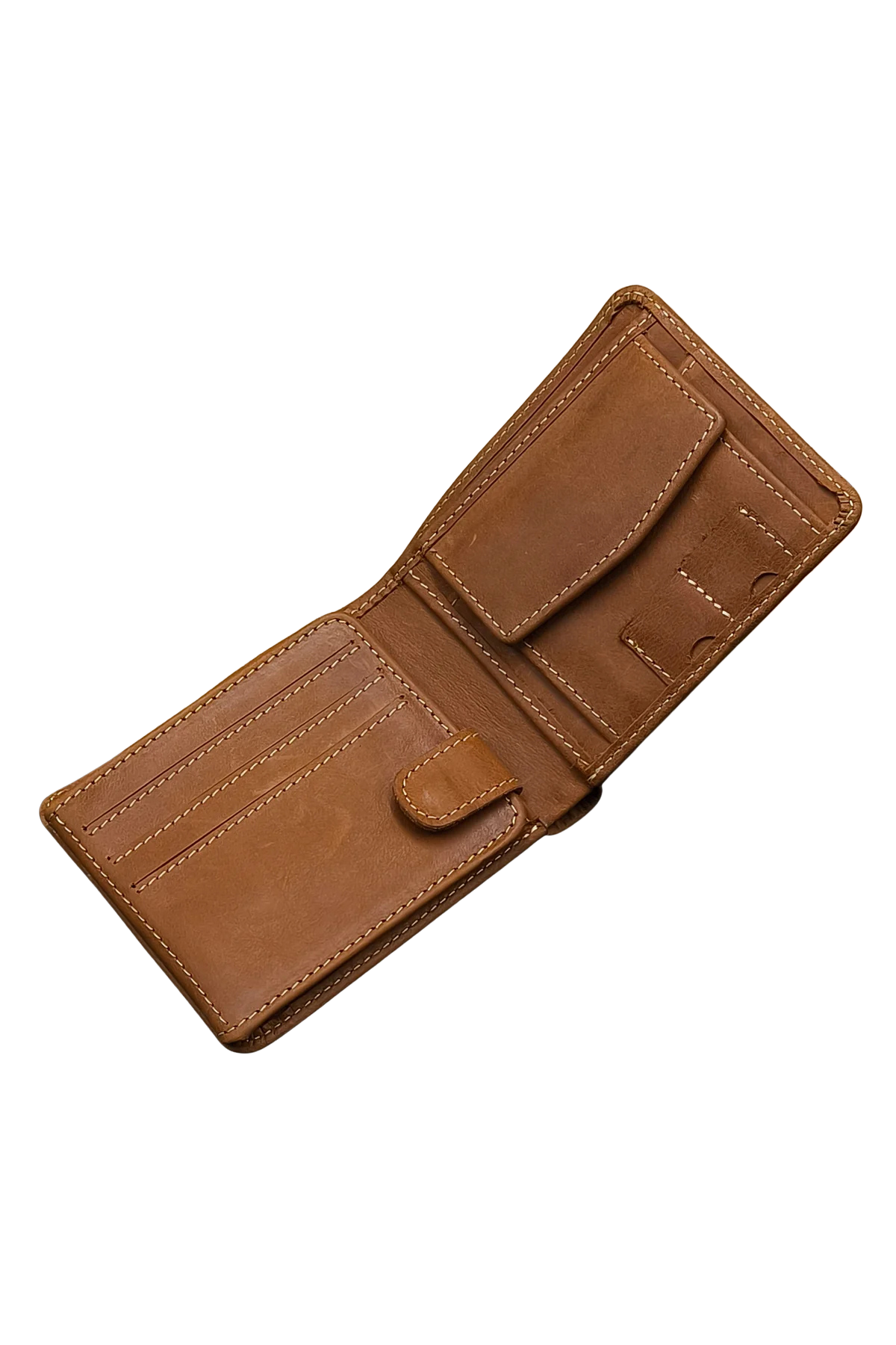 Sleek Tan Leather Bifold Wallet - Compact & Durable