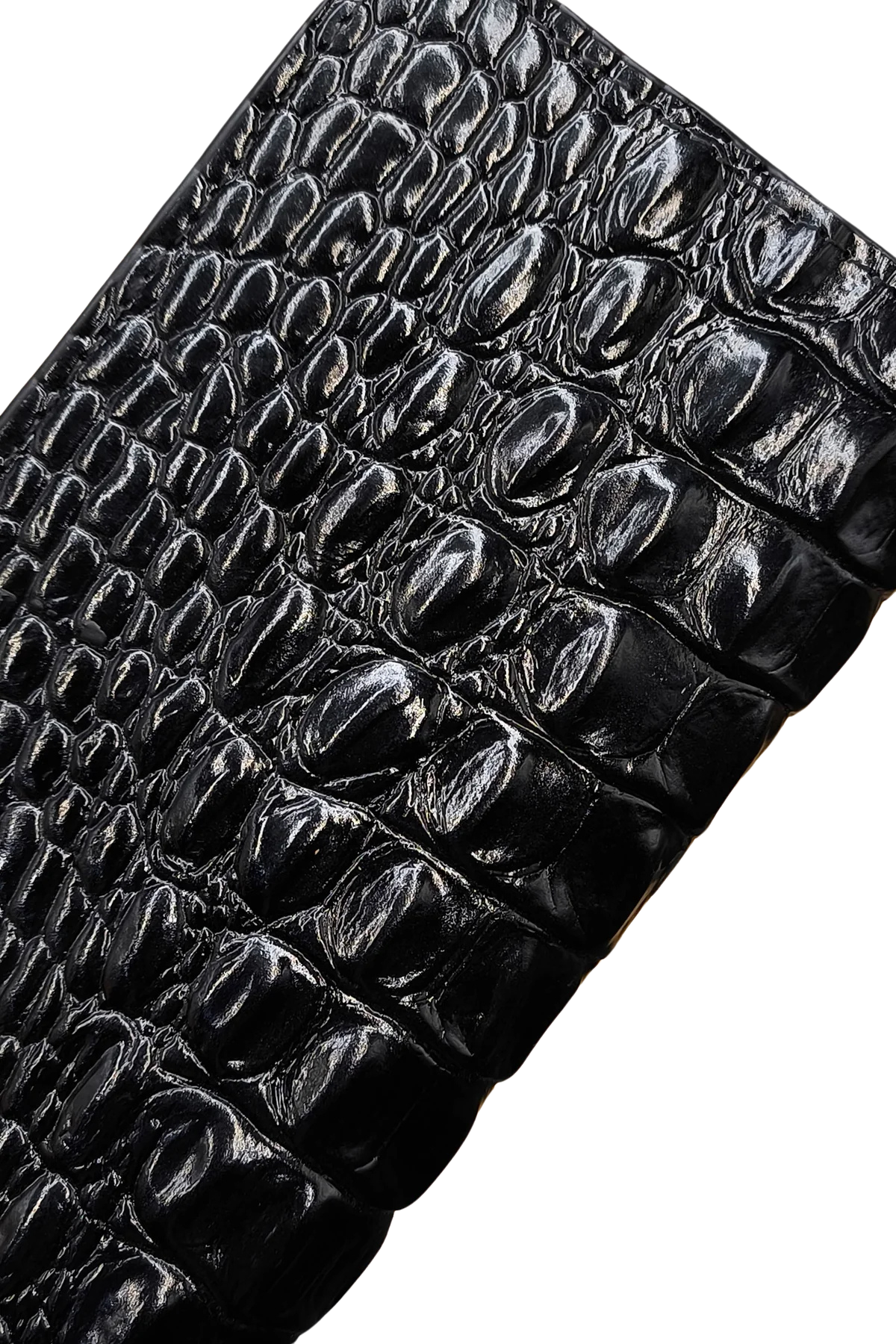 Men’s Black Crocodile-Textured Leather Wallet - Slim Fit