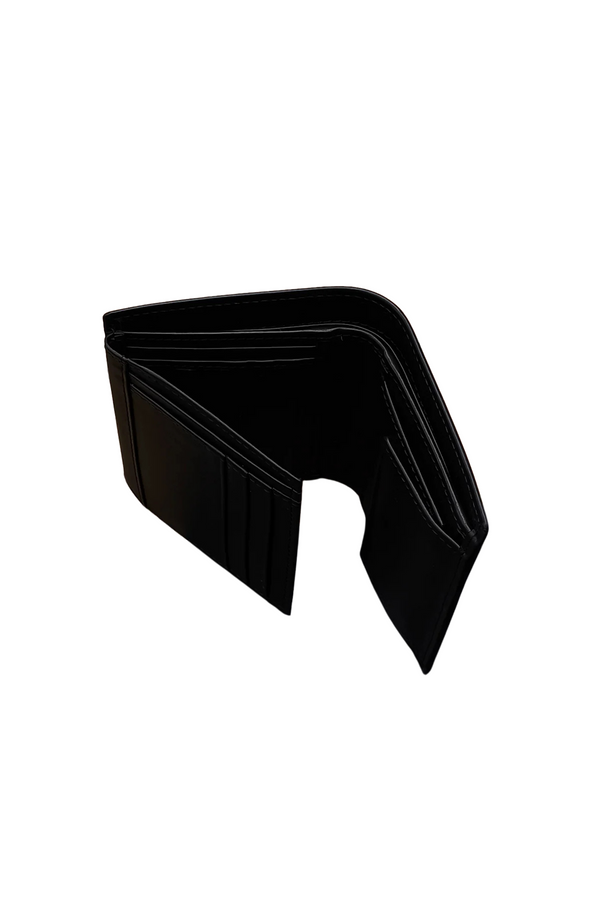 Men’s Black Leather Trifold Wallet – Slim Vertical Style