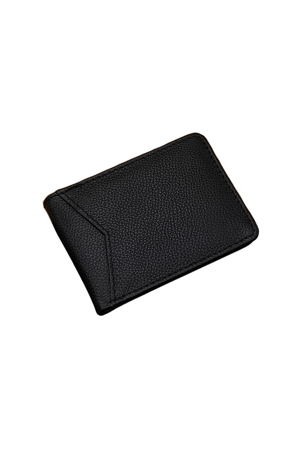 Black Leather Cardholder Wallet – Elegant, Slim Design