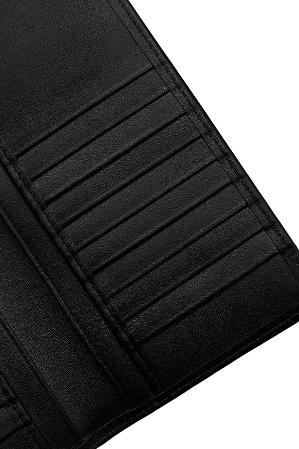 Men’s Black Leather Long Wallet - Slim Design
