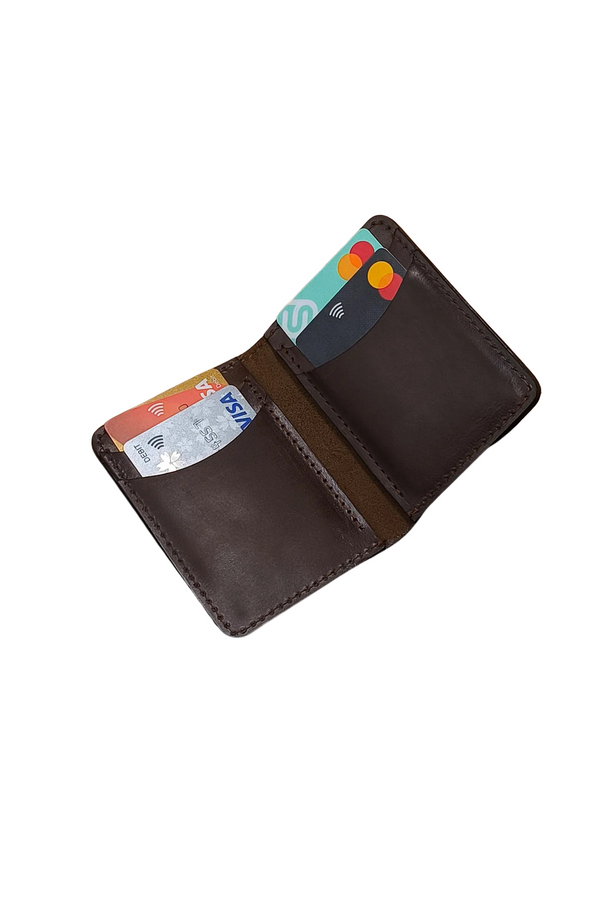 Minimalist Brown Leather Cardholder Wallet