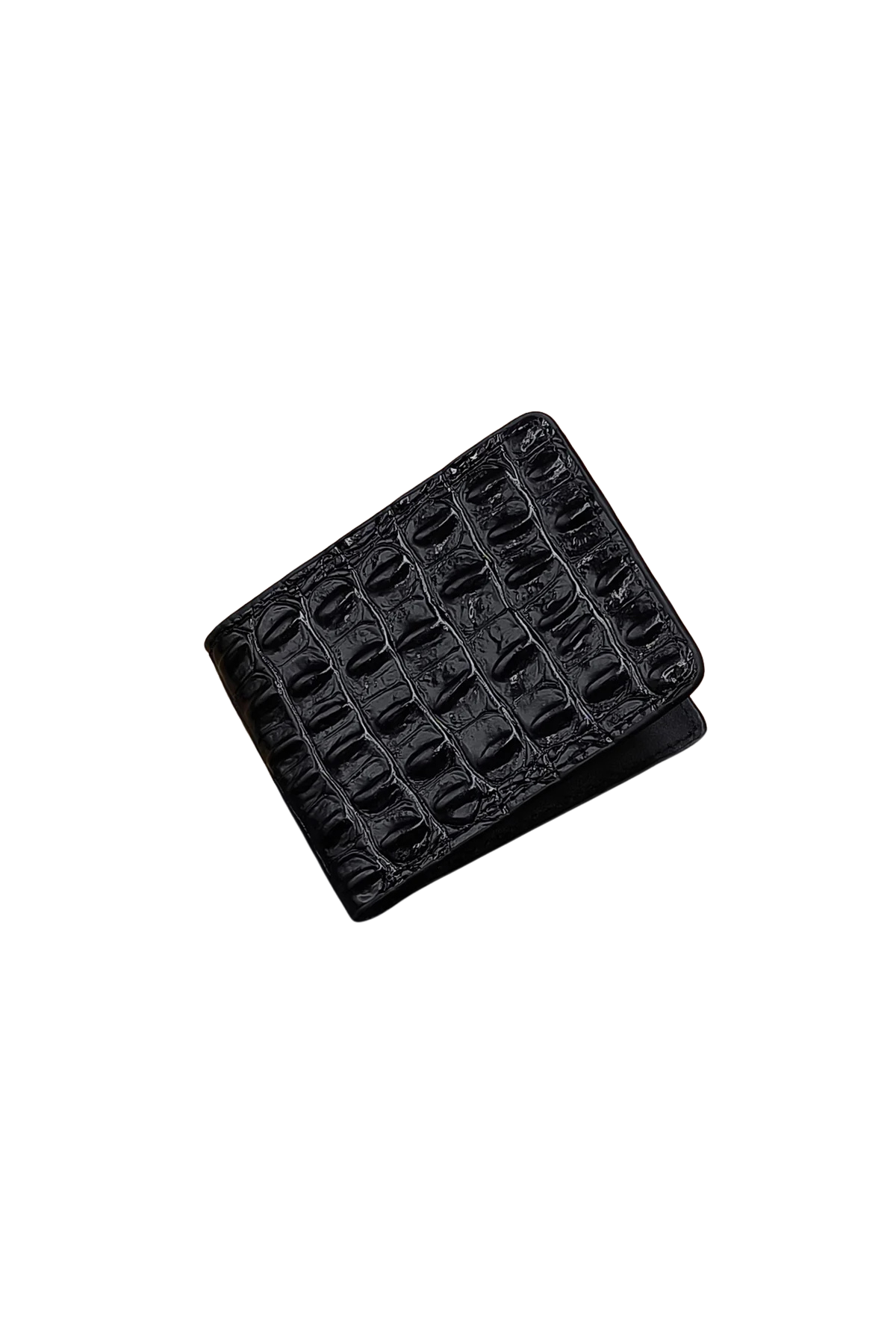 Black Croc-Embossed Leather Bifold Wallet