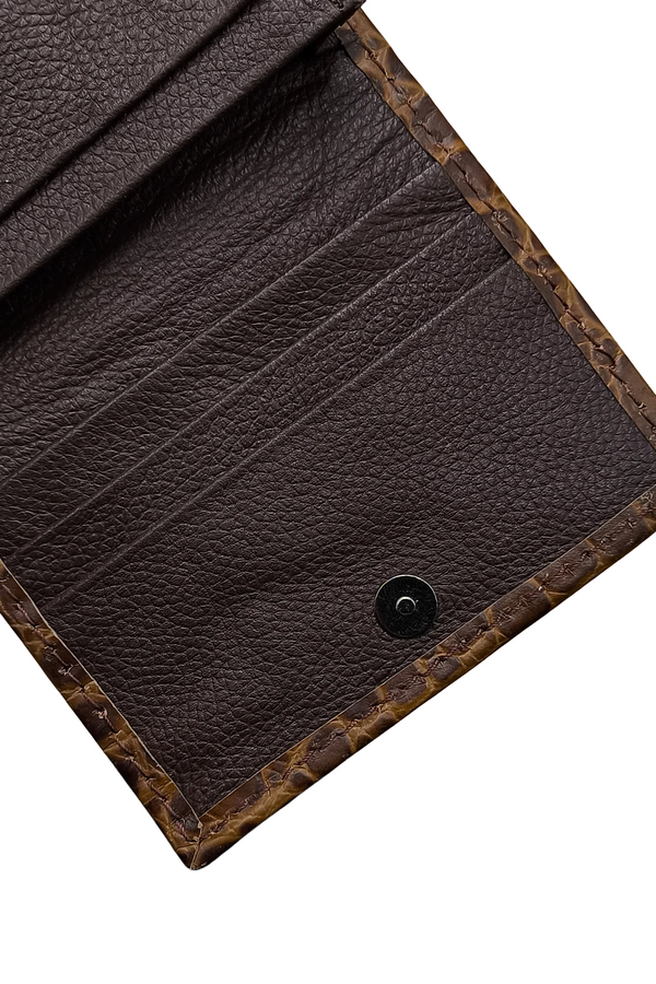 Crocodile Pattern Leather Wallet for Men – Slim Vertical Bifold