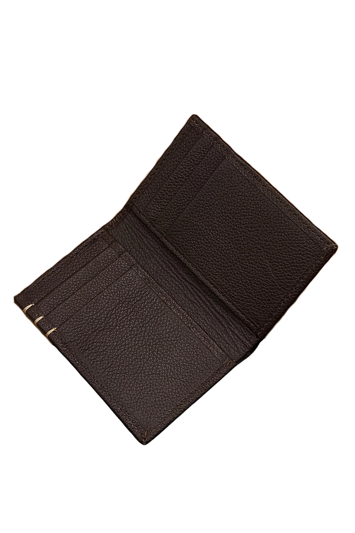 Brown Leather Bifold Wallet - Minimalist Stitching