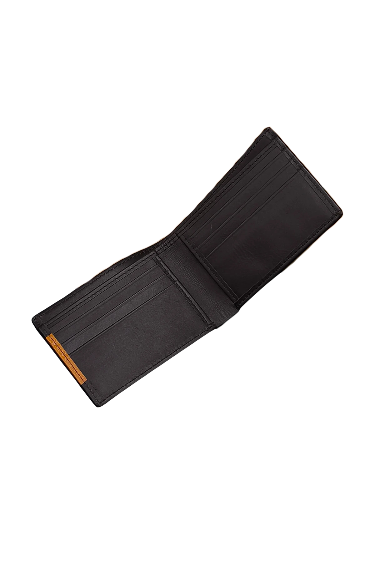 Black Leather Bifold Wallet with Stitching