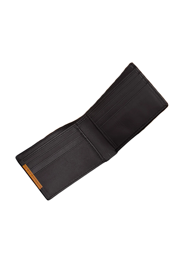 Black Leather Bifold Wallet with Stitching