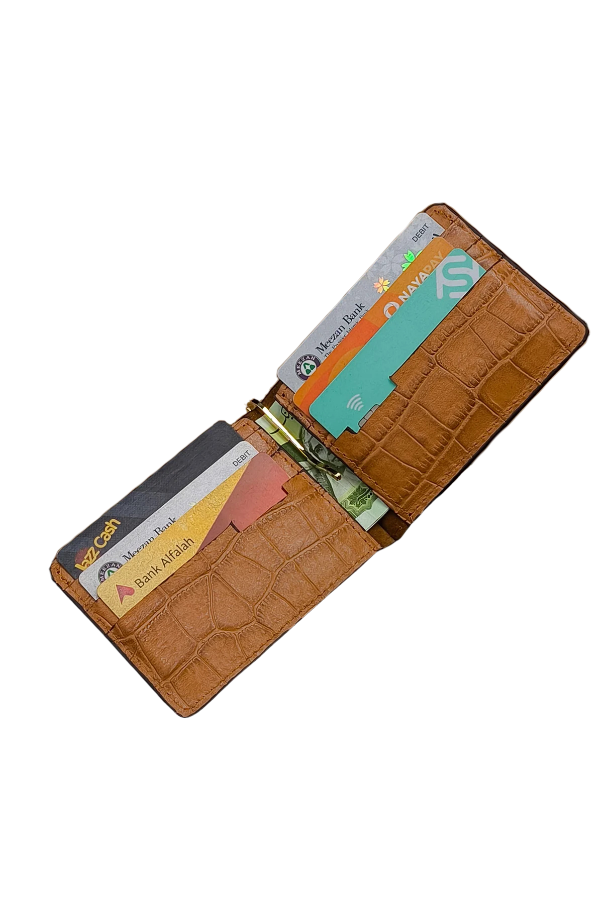 Tan Croc-Embossed Leather Cardholder