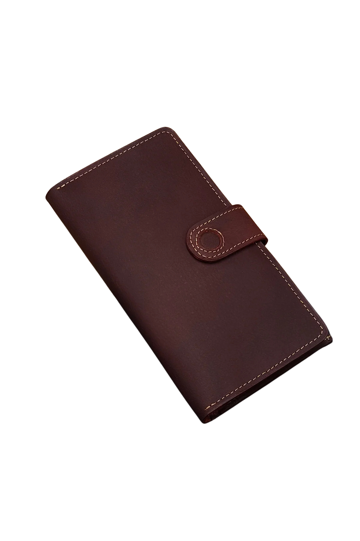 Men’s Brown Leather Wallet - Button Closure, Slim Design