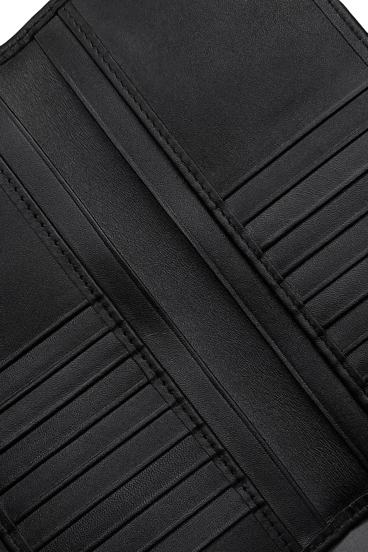 Men’s Black Leather Long Wallet - Slim Design