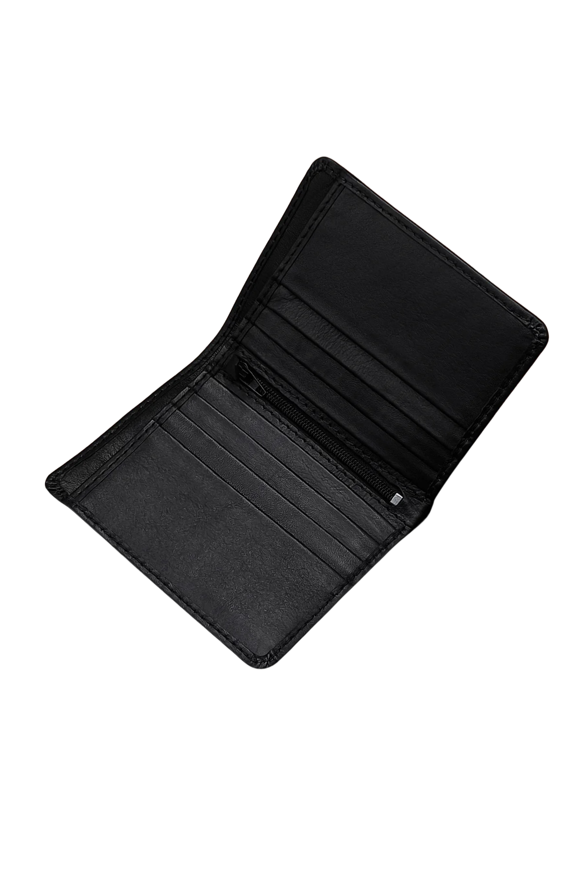 Black Leather Bifold Wallet - Compact & Classic