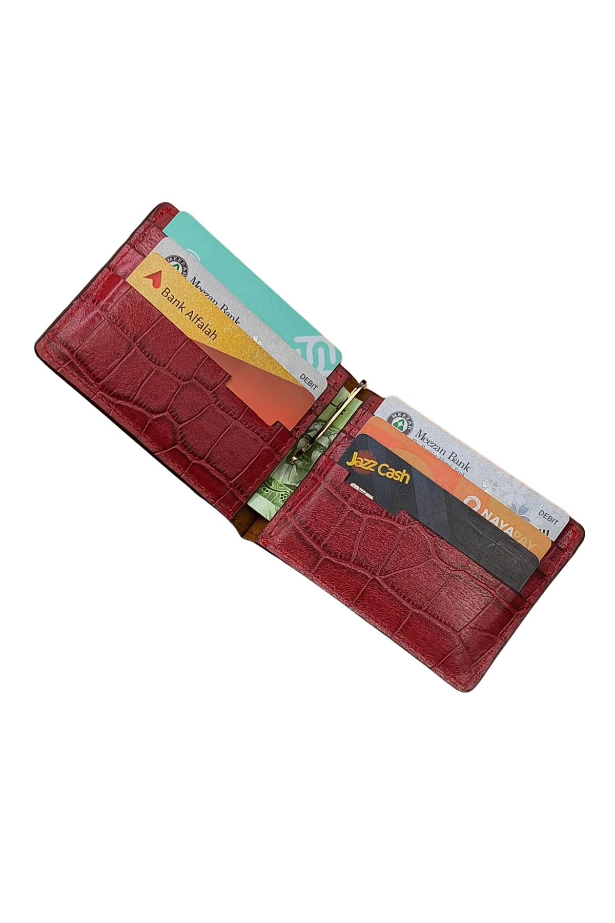 Red Croc-Embossed Leather Cardholder