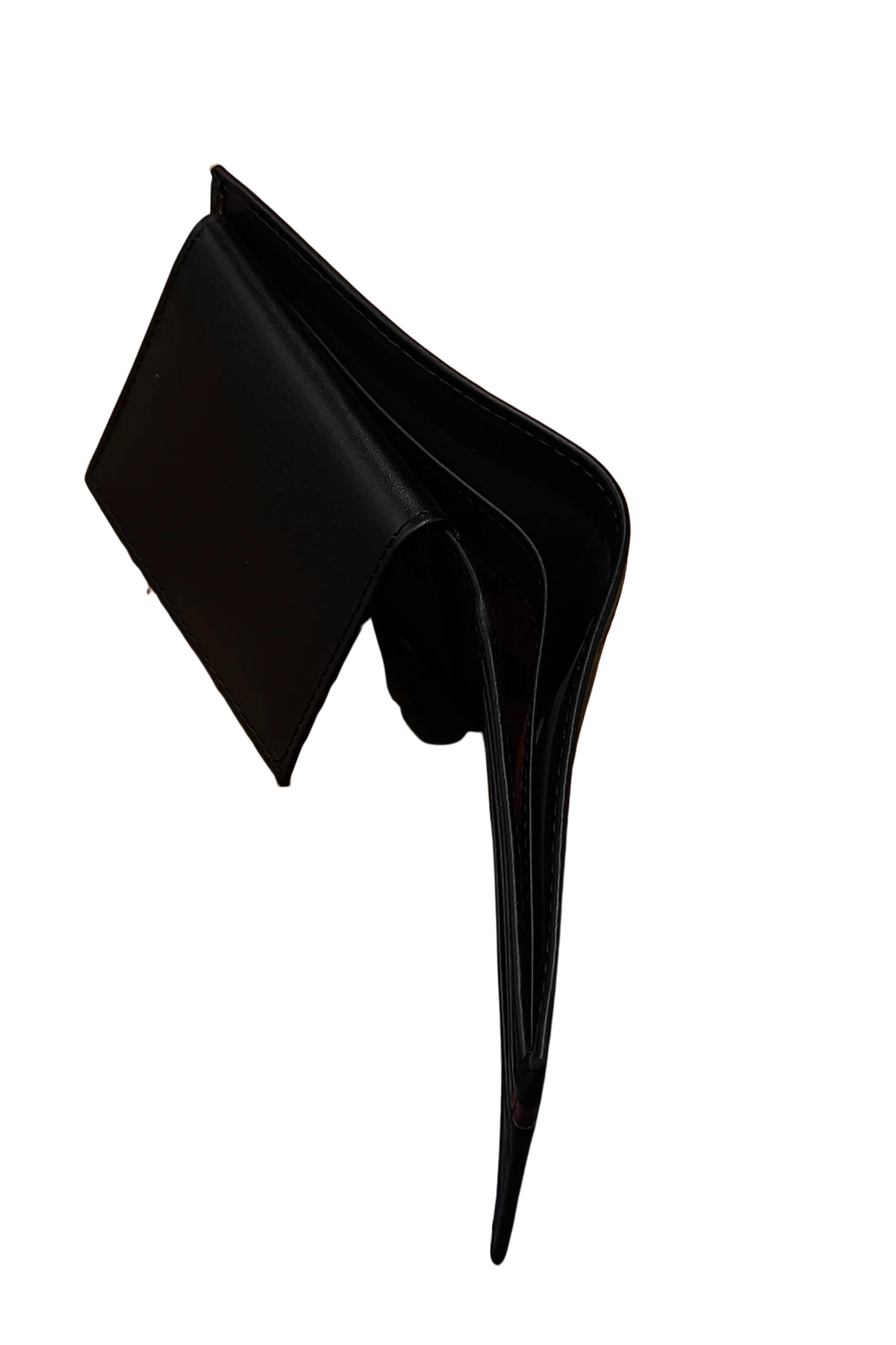 Minimalist Black Leather Wallet with Red Stripe