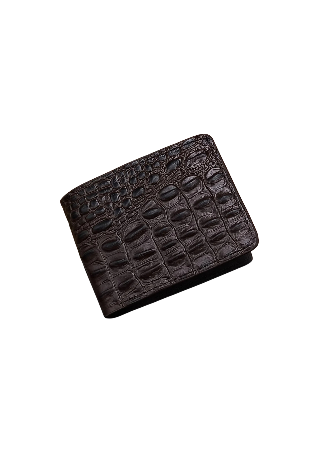 Dark Brown Croc-Embossed Leather Bifold Wallet