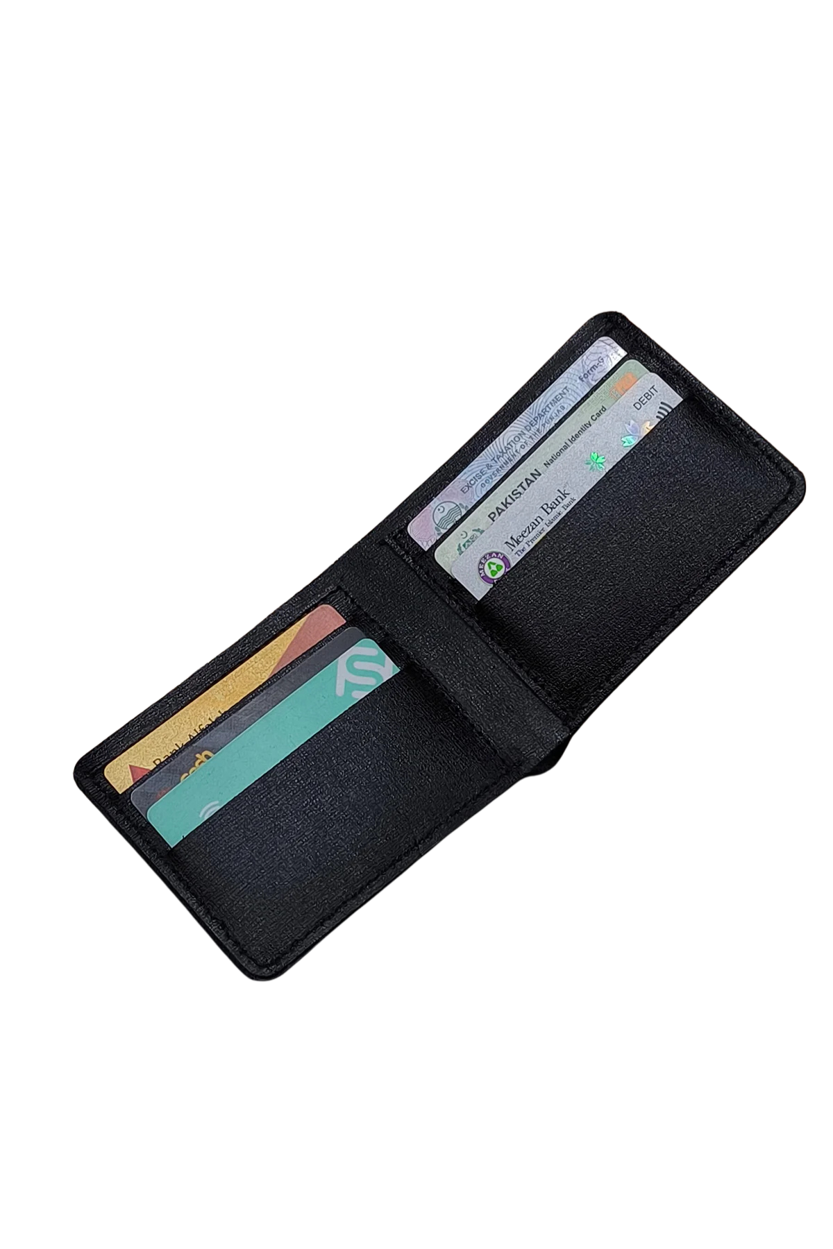 Black Leather Slim Bifold Wallet