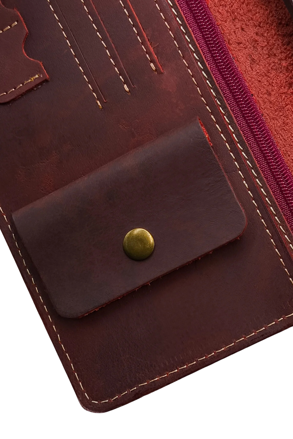 Men’s Brown Leather Wallet - Button Closure, Slim Design