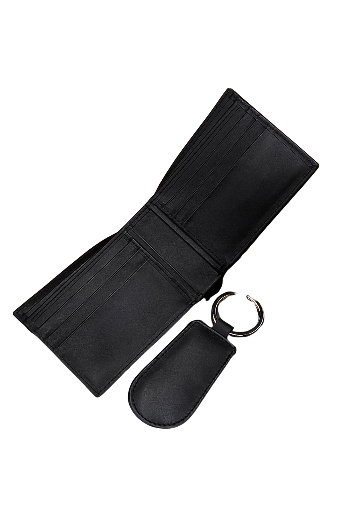 Men’s Black Leather Wallet with Keychain
