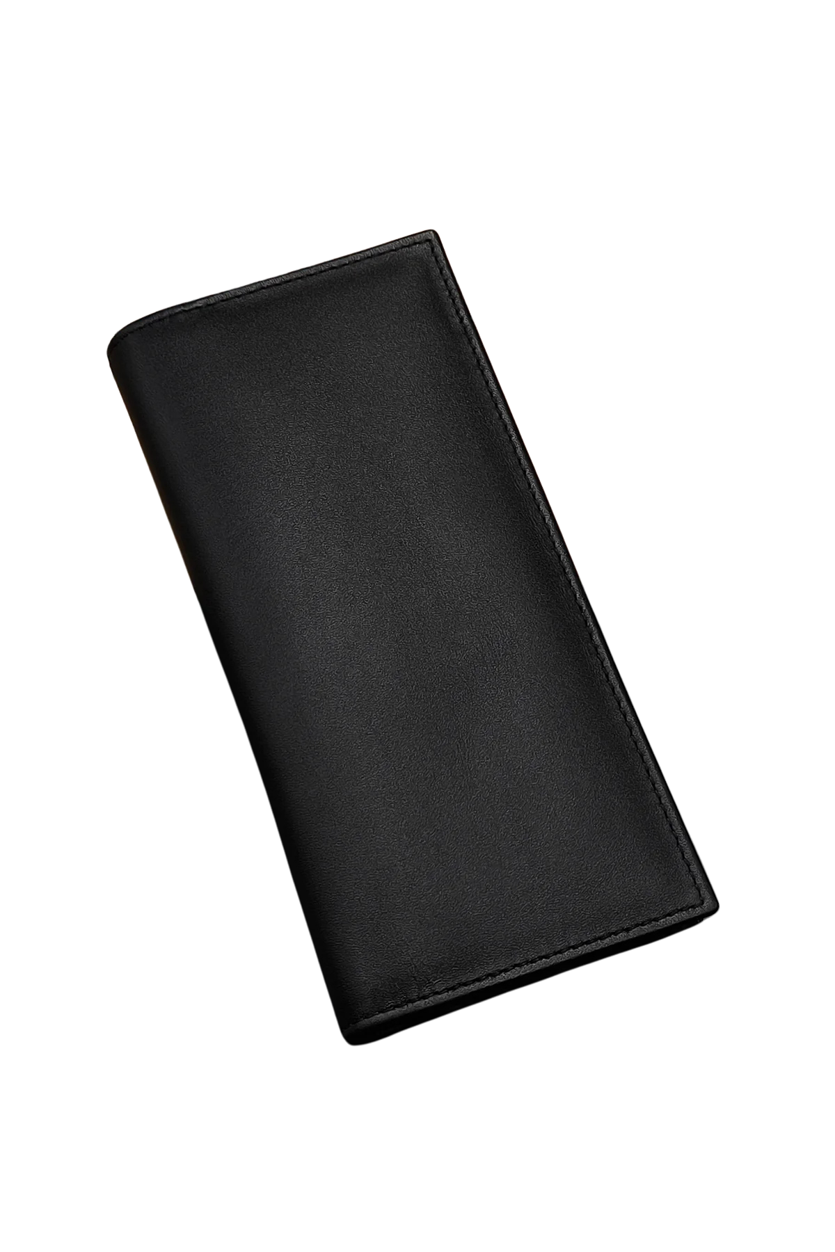 Men’s Black Leather Long Wallet - Slim Design