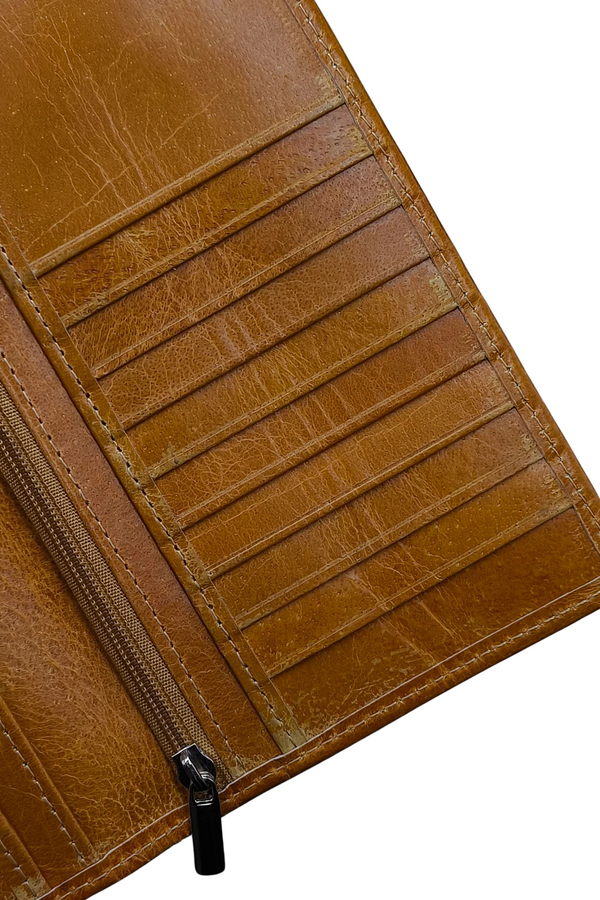 Men’s Stylish Tan Leather Wallet - Long Bifold