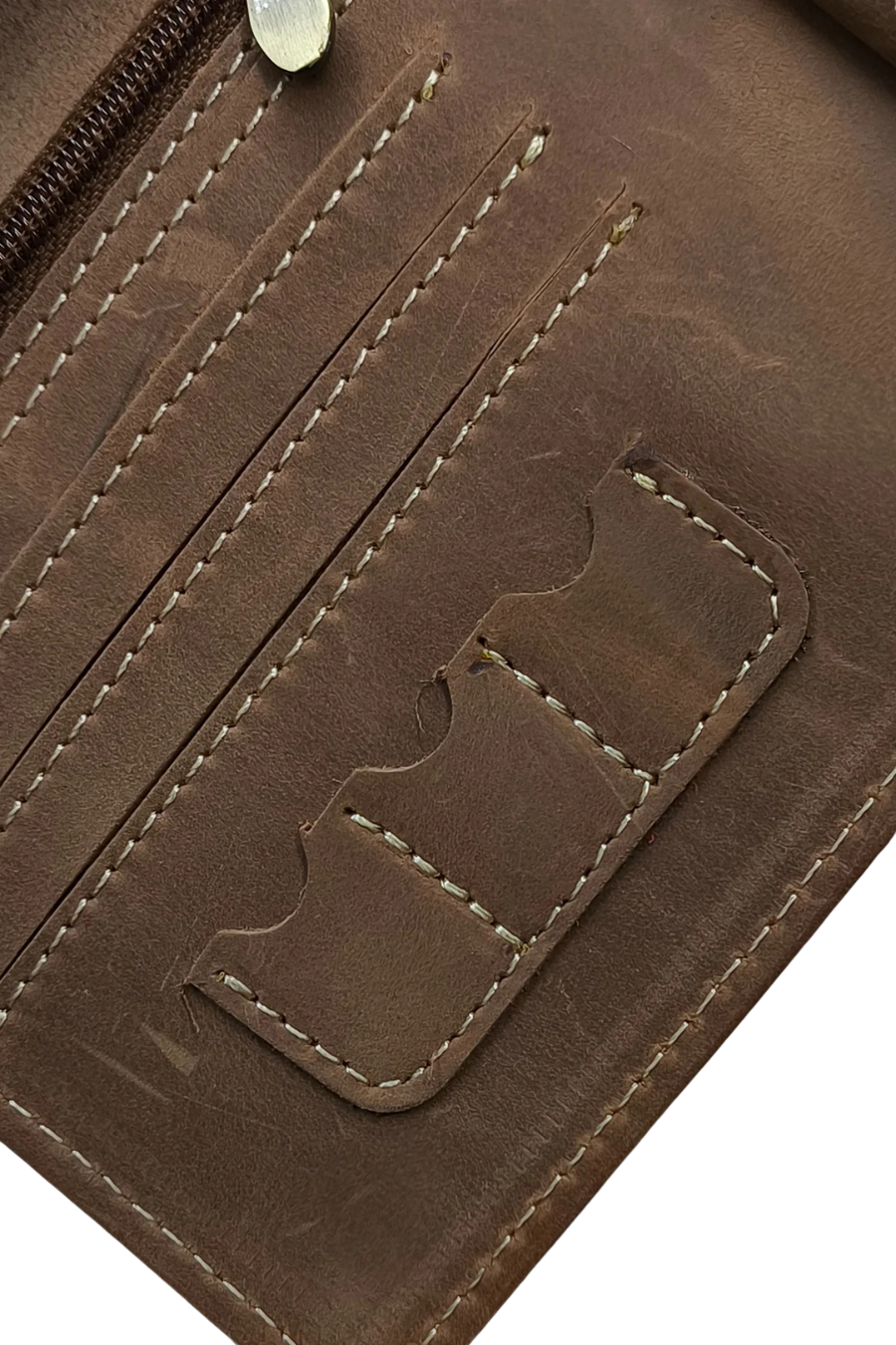 Men's Tan Leather Wallet - Button Closure