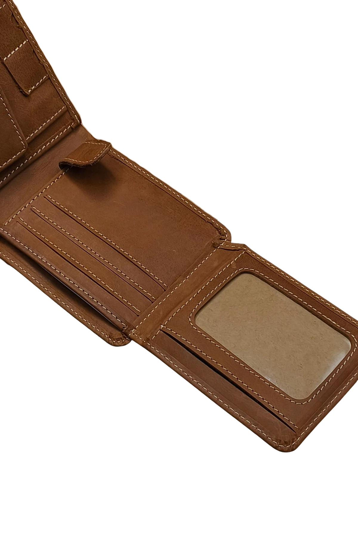 Sleek Tan Leather Bifold Wallet - Compact & Durable