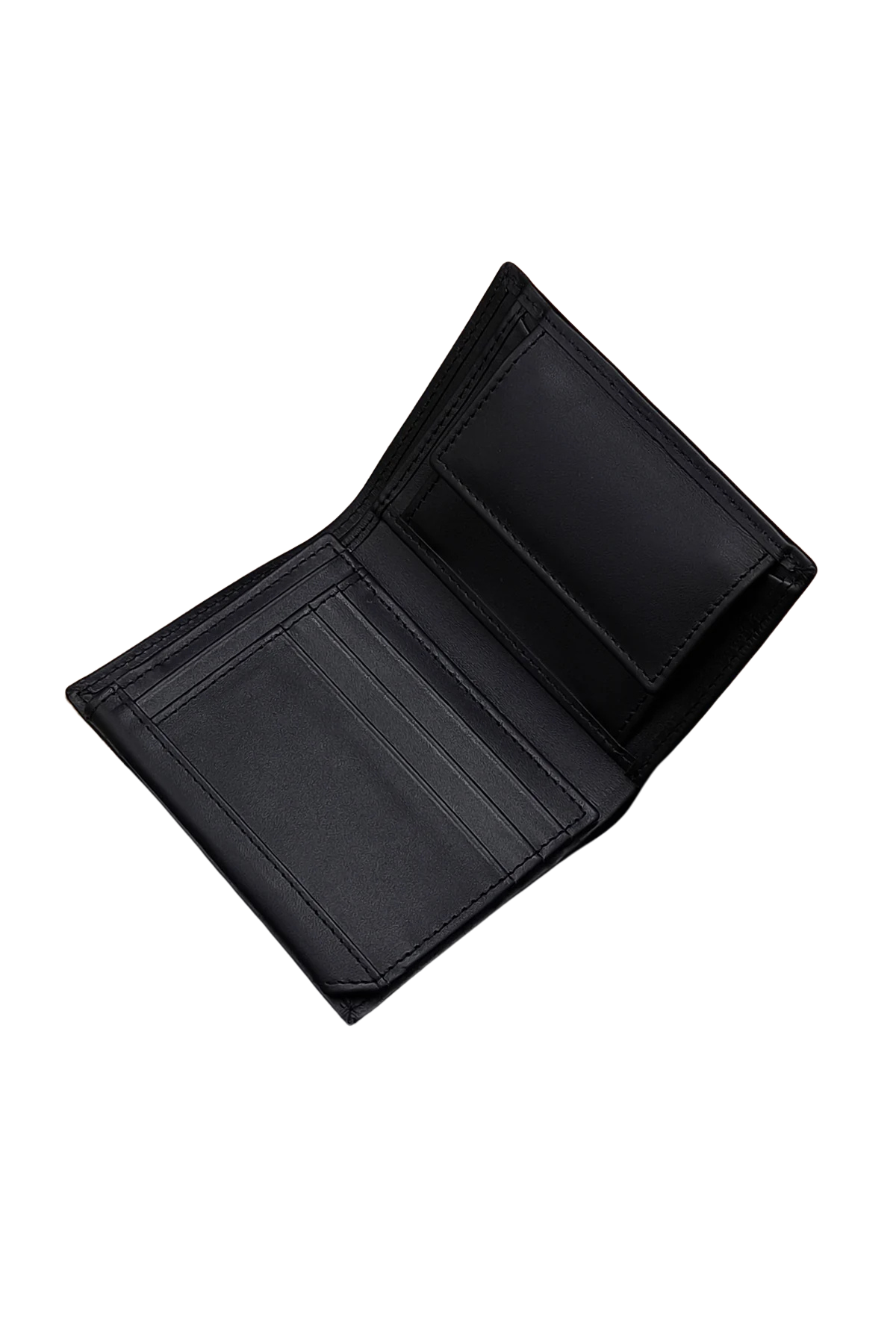 Men’s Black Leather Trifold Wallet – Slim Vertical Style