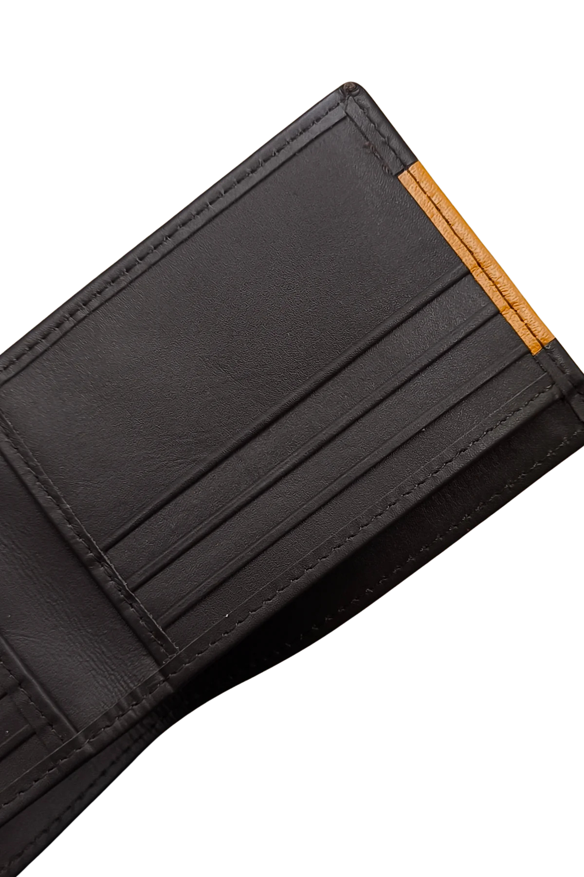 Black Leather Bifold Wallet with Stitching