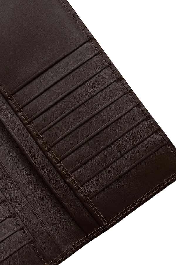 Men’s Dark Brown Leather Long Wallet - Slim Design