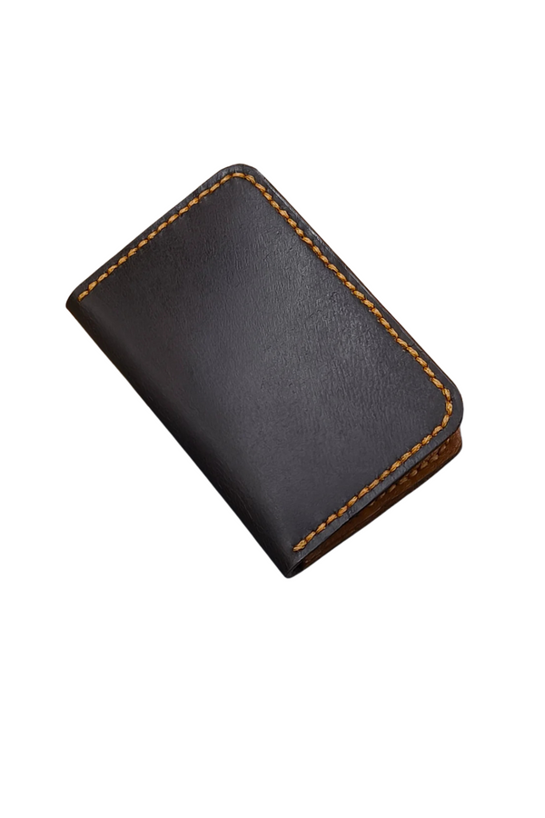Two-Tone Leather Card Holder – Slim Black and Tan Wallet for Men
