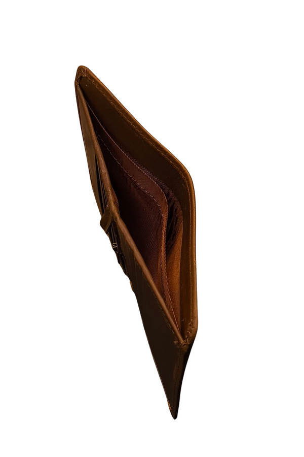 Slim MUSTARD Leather Bifold Wallet for Men