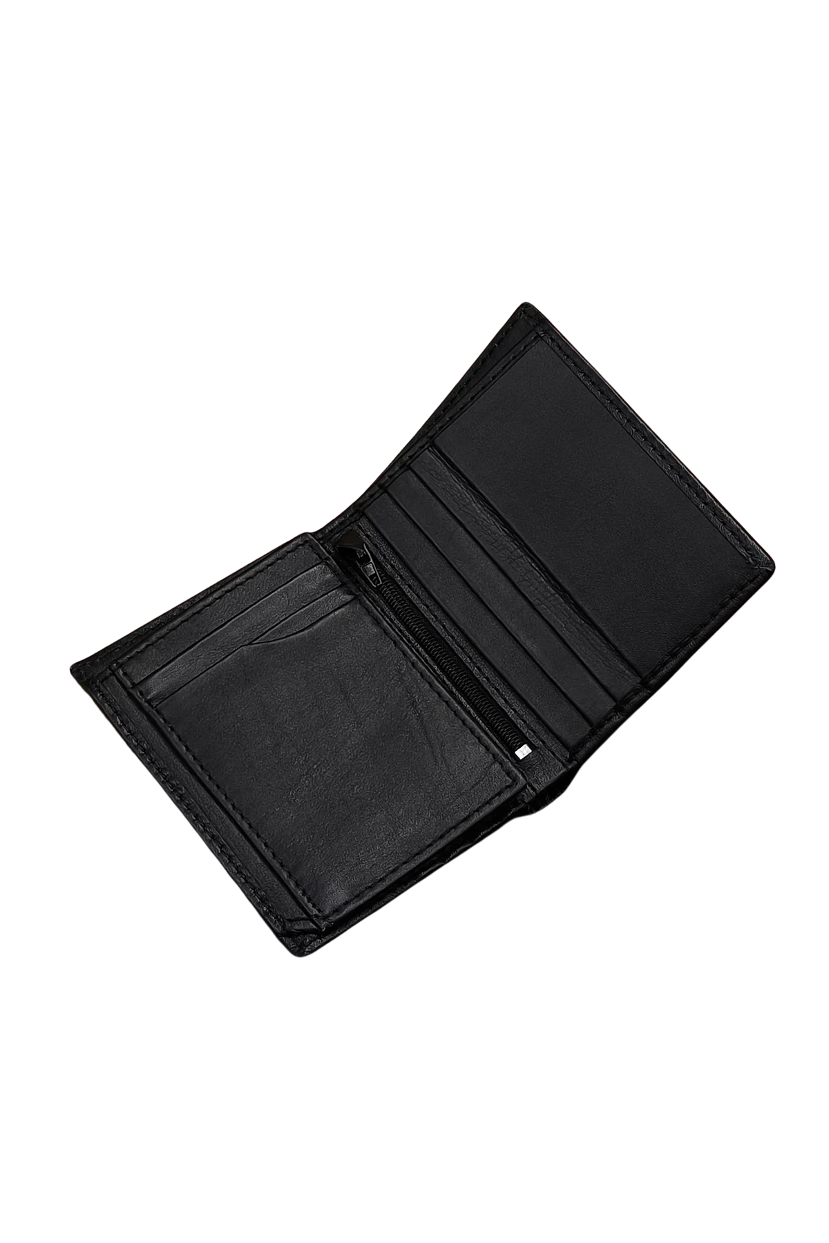 Black Leather Bifold Wallet - Timeless Slim Design