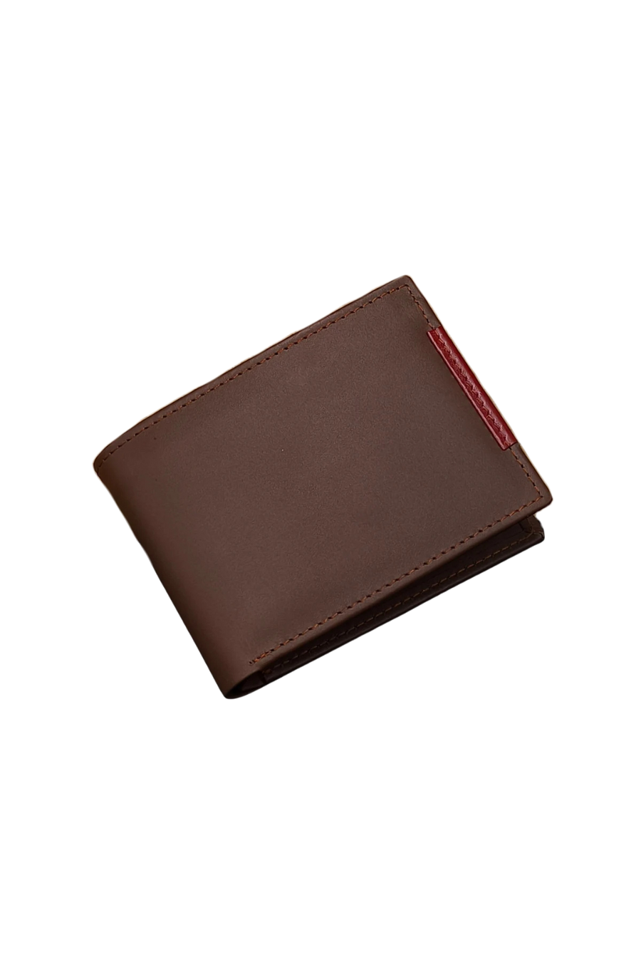 Stylish Brown Leather Wallet with Red Stitching