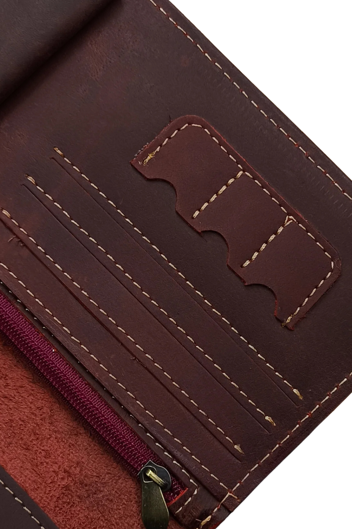 Men’s Brown Leather Wallet - Button Closure, Slim Design
