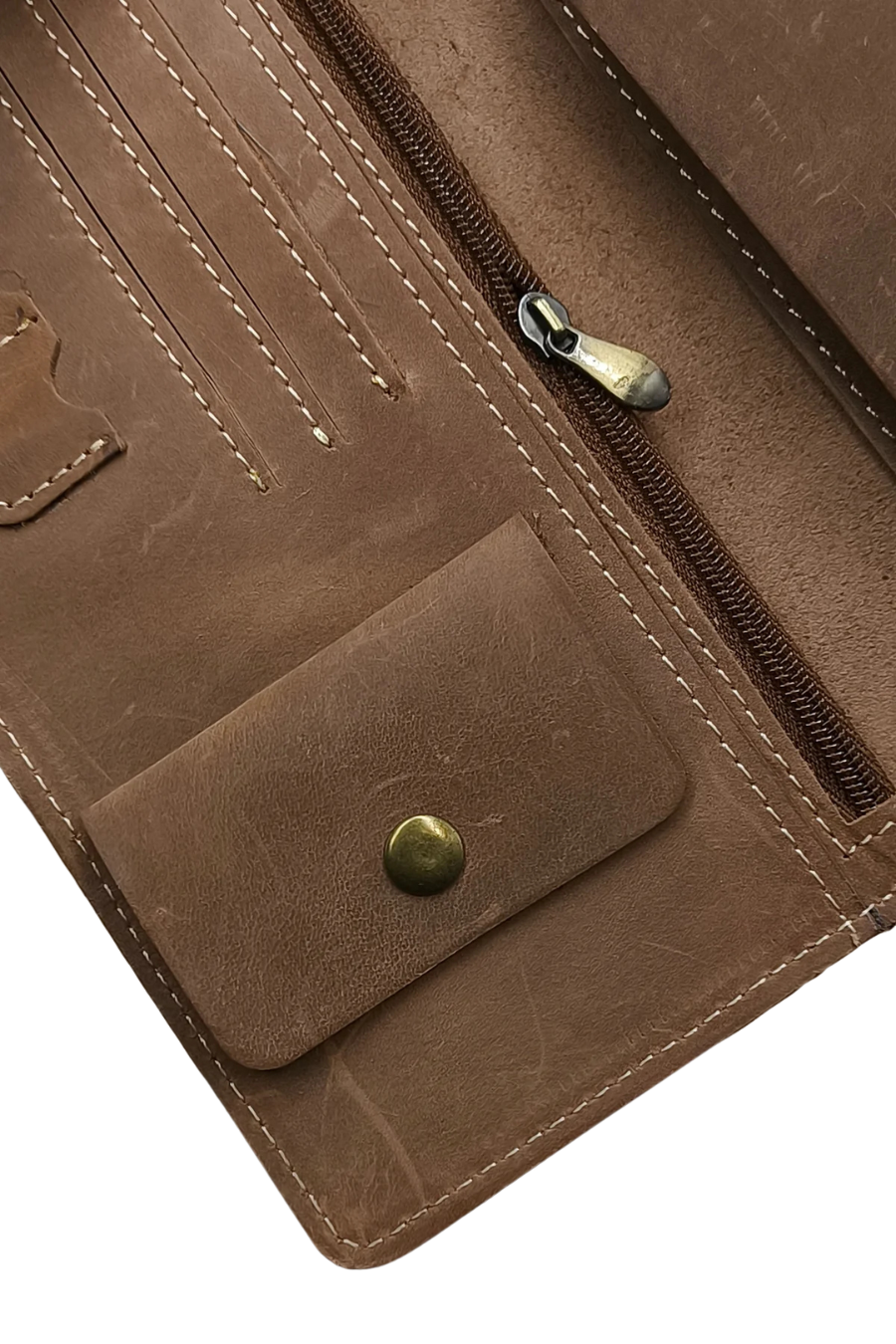 Men's Tan Leather Wallet - Button Closure