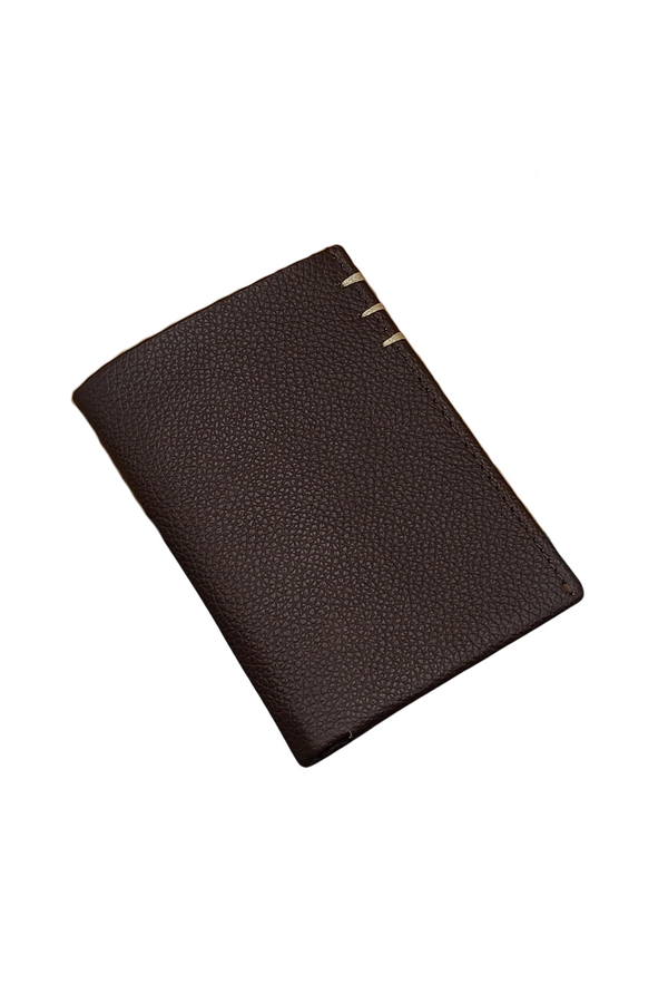 Brown Leather Bifold Wallet - Minimalist Stitching