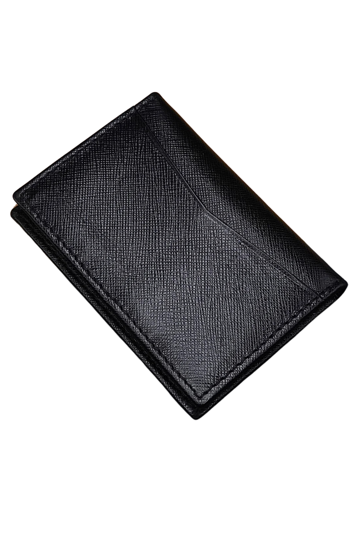 Slim Black Leather Card Holder for Men – Minimalist & Textured Design