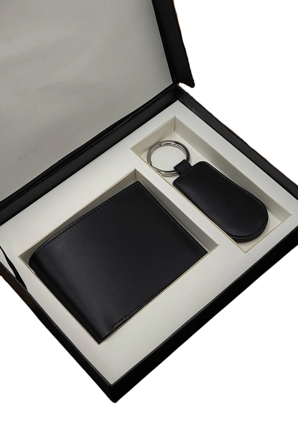 Men’s Black Leather Wallet with Keychain