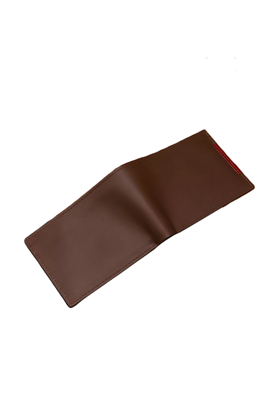 Stylish Brown Leather Wallet with Red Stitching