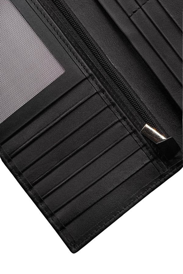 Men's Black Leather Wallet - Sleek Bifold Slim Design